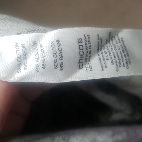 Chico’s (0) m deep green purple artsy swirl print mockneck back zip - Picture 10 of 10